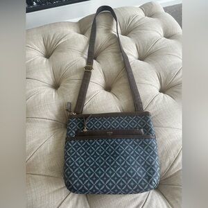 Fossil Blue and Brown Crossbody Bag
